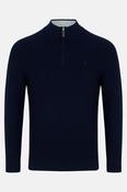 Benetti Oliver Regular Fit Textured Quarter Zip Jumper Navy