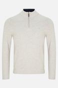 Benetti Quinn Regular Fit Textured Quarter Zip Jumper Stone