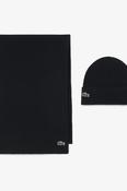 Lacoste RB5385 Ribbed Wool Beanie and Scarf Gift Set Black image