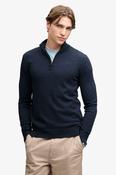 Superdry Essential Lightweight Wool Blend Half Zip - Rich Navy Marl