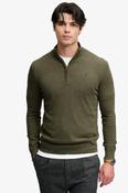 Superdry M6110783A Essential Lightweight Wool Blend Half Zip Lichen Green Marl