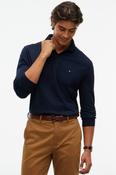 Tommy Hilfiger 37317 Liquid Cotton Long Sleeve Regular Fit Polo Shirt Navy Blue