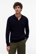 Tommy Hilfiger 41955 Regular Fit Classic Cable Knit Polo Jumper Navy Blue