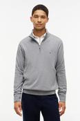 Tommy Hilfiger 37331 Regular Fit Essential Cotton Quarter Zip Mock Neck Jumper Medium Grey Heather