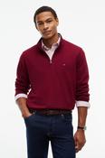 Tommy Hilfiger MW0MW40042 Regular Fit French Rib Cotton Quarter Zip Jumper Burgundy image