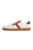 Tommy Hilfiger FM0FM06068 Tribeca Leather Mixed Texture Trainers Ecru image