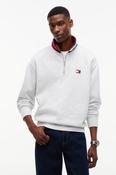 Tommy Jeans Relaxed Branded Collar Half Zip Sweatshirt Ice Grey