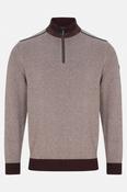 Benetti Troy Regular Fit Two Tone Quarter Zip Jumper Brown