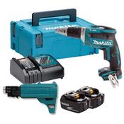 MAKITA DFS452FJX2 Brushless Drywall Screwdriver, Auto-feed Unit, 2x3Ah Batteries, Charger, Kit-Box image