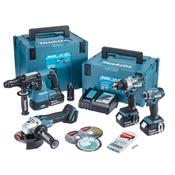 Makita DLX4195JX1 18V LXT 4 Piece Kit with 3 x 5.0Ah Batteries &amp;amp; MakPac Cases image