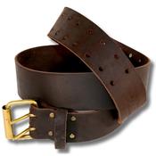 DWG Dark Brown Oil Tan Leather Double-Buckle Work Tool Belt 40MM image