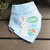 Personalised Easter Billy's Bib- Blue Happy Easter Bunny