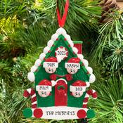 Candy Cane House family 4 Personalised Hanging Christmas Decoration image