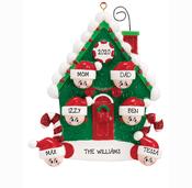 Candy Cane House family 6 Personalised Hanging Christmas Decoration image