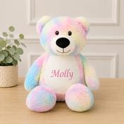 Personalised Embroidered Teddy-Tie-Dye Bear (Different Thread Colours)