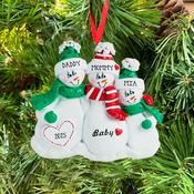 Expecting Snow Family 3 Personalised Hanging Christmas Decoration image