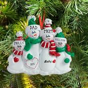 Expecting Snow Family 4 Personalised Hanging Christmas Decoration image