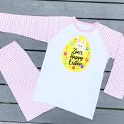 Personalised Kids Easter Pyjamas-Easter Egg (Blue or Pink Stripe) image