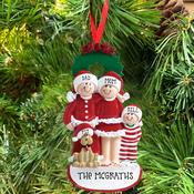Family With Dog 3 Personalised Hanging Christmas Decoration image