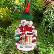 Family With Dog 4 Personalised Hanging Christmas Decoration image