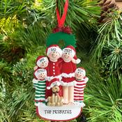 Family With Dog 5 Personalised Hanging Christmas Decoration image