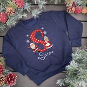 Personalised Christmas Kids Navy Sweatshirt-Initial image