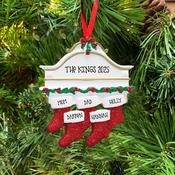 White Mantle family of 5 Personalised Hanging Christmas Decoration