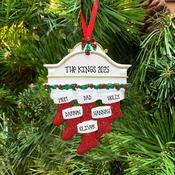 White Mantle family of 6 Personalised Hanging Christmas Decoration