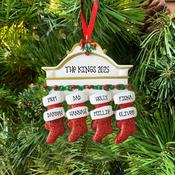 White Mantle family of 8 Personalised Hanging Christmas Decoration