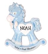 Baby Boy Rocking Horse Personalised Christmas Decoration