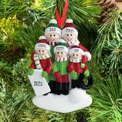 Playing In The Snow 5 Personalised Hanging Christmas Decoration image
