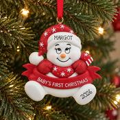 Red Snow Baby Personalised Hanging Christmas Decoration image