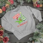 Personalised Christmas Kids Grey Marl Sweatshirt-Roarsome image