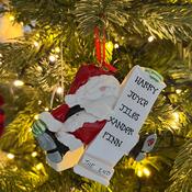 Exhausted Santa Personalised Hanging Christmas Decoration image