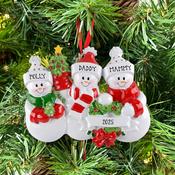 Snow Family 3 Personalised Hanging Christmas Decoration image