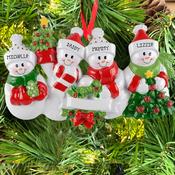 Snow Family 4 Personalised Hanging Christmas Decoration image