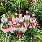 Snow Family 5 Personalised Hanging Christmas Decoration image