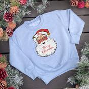 Personalised Christmas Kids Dusty Blue Sweatshirt-Traditional Santa image