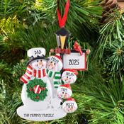 Snow Lampost Family of 5 Personalised Hanging Christmas Decoration