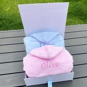 Twin Bathrobe Hamper-All Items Personalised (Choose Your Colours)