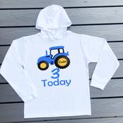 Personalised Hoodie - Birthday Tractor - Blue