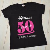Personalised Adult Birthday T-Shirt-How Many Years Of Being Awesome...Women image