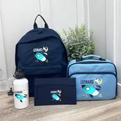 Personalised School Bundle (school bag, lunch bag, pencil case &amp;amp; bottle) - Blasting Into image