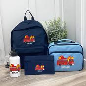Personalised School Bundle (school bag, lunch bag, pencil case &amp;amp; bottle)- Firetruck image