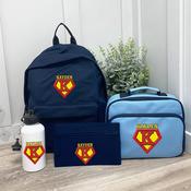 Personalised School Bundle (school bag, lunch bag, pencil case &amp;amp; bottle) - Super Boy