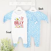 Personalised Baby Grow-Colourful All Details Bee (Blue Or Pink Cloud) image