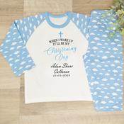 Personalised Kids Christening Pyjamas-When I Wake Christening (Blue) image