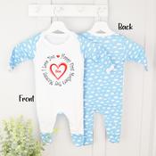 Personalised Mother's Day Baby Grow-Circle Love Heart (Pink Or Blue Cloud) image