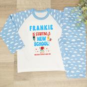 Personalised Kids Pyjamas-New School (Pink Or Blue) image