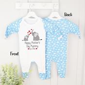 Personalised Mother's Day Baby Grow-Elephant (Pink Or Blue Cloud) image